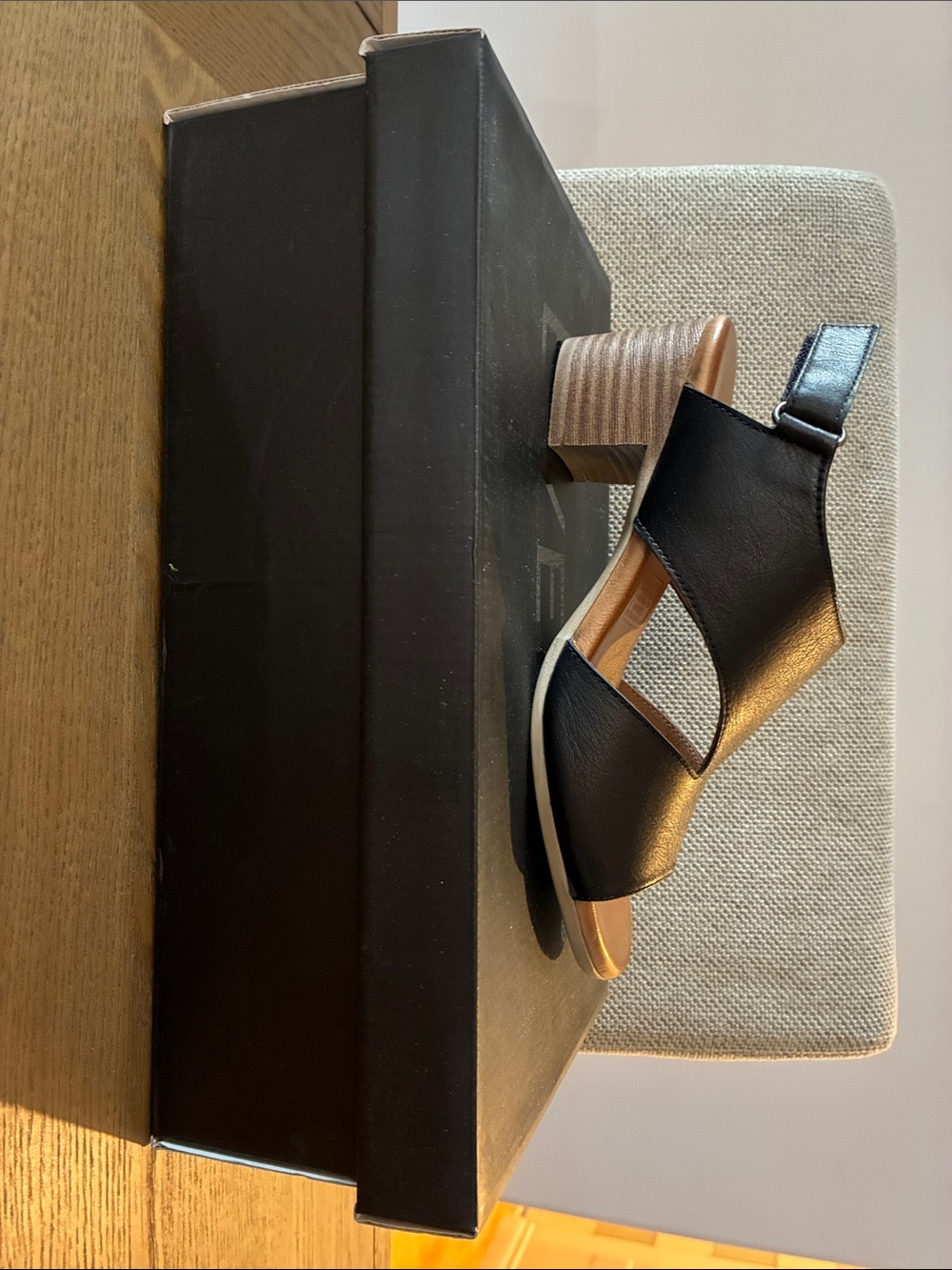 Everly Black Open-Toe Slingback Block Heel Sandals